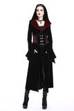 DARK IN LOVE Gothic Black red button lace-up long jacket JW164 - Gothlolibeauty