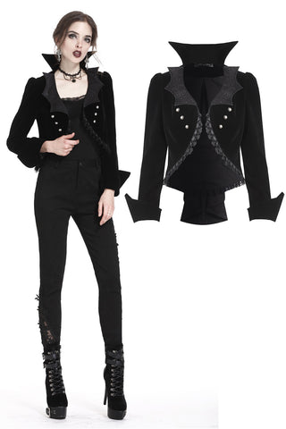 Gothic bat collar velvet short tailed jacket JW182 - Gothlolibeauty