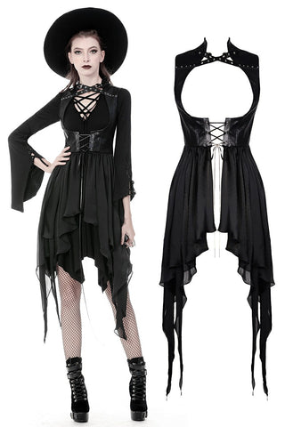 Punk chiffon irregular hem underbust sleeveless jacket JW212 - Gothlolibeauty