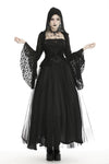 Women's ripped lace bell sleeves hooded thin tailcoat JW219