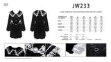 Lace-trim doll neck button long velvet jacket JW233