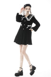 Lace-trim doll neck button long velvet jacket JW233