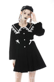 Lace-trim doll neck button long velvet jacket JW233