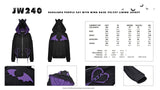 Harajuku purple cat with wing back velvet lining jacke JW240