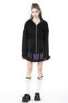 Harajuku purple cat with wing back velvet lining jacke JW240