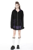 Harajuku purple cat with wing back velvet lining jacke JW240