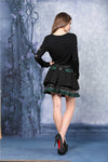 Punk pleated skirt with plaids connected by cycle chain KW039GN - Gothlolibeauty