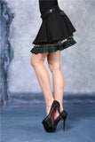 Punk pleated skirt with plaids connected by cycle chain KW039GN - Gothlolibeauty