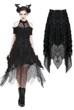 Punk disorderly flower and mesh skirt with irregular hem KW126 - Gothlolibeauty