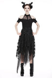 Punk disorderly flower and mesh skirt with irregular hem KW126 - Gothlolibeauty