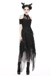 Punk disorderly flower and mesh skirt with irregular hem KW126 - Gothlolibeauty