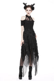 Punk disorderly flower and mesh skirt with irregular hem KW126 - Gothlolibeauty