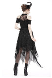 Punk disorderly flower and mesh skirt with irregular hem KW126 - Gothlolibeauty