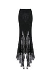 Gothic lace patterned swallow tail skirt with wrap up buttocks designs KW127 - Gothlolibeauty