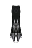 Gothic lace patterned swallow tail skirt with wrap up buttocks designs KW127 - Gothlolibeauty