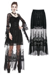 Gothic long skirt with flower hollow-out design KW128 - Gothlolibeauty