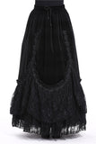 Gothic A-line lacey velvet long skirt KW131 - Gothlolibeauty