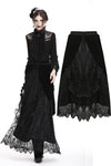 Gothic Black wave velvet lace maxi skirt KW133BK - Gothlolibeauty