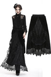 Gothic Black wave velvet lace maxi skirt KW133BK - Gothlolibeauty