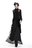 Gothic Black wave velvet lace maxi skirt KW133BK - Gothlolibeauty