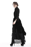 Gothic Black wave velvet lace maxi skirt KW133BK - Gothlolibeauty