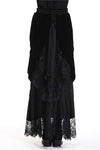 Gothic Black wave velvet lace maxi skirt KW133BK - Gothlolibeauty