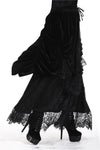 Gothic Black wave velvet lace maxi skirt KW133BK - Gothlolibeauty