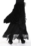 Gothic Black wave velvet lace maxi skirt KW133BK - Gothlolibeauty