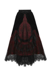 Gothic Black red wave velvet lace maxi skirt KW133RD - Gothlolibeauty