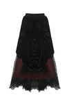 Gothic Black red wave velvet lace maxi skirt KW133RD - Gothlolibeauty