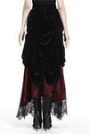 Gothic Black red wave velvet lace maxi skirt KW133RD - Gothlolibeauty