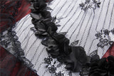 Gothic Black red wave velvet lace maxi skirt KW133RD - Gothlolibeauty