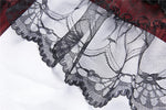 Gothic Black red wave velvet lace maxi skirt KW133RD - Gothlolibeauty