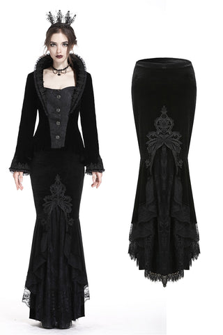 Gorgeous mermaid lacey velvet tight maxi skirt KW134 - Gothlolibeauty