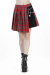 Punk red big pin pleated plaid skirt KW135RD - Gothlolibeauty