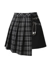 Punk pleated grid irregular hem skirt KW135BK - Gothlolibeauty