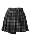 Punk pleated grid irregular hem skirt KW135BK - Gothlolibeauty