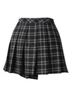 Punk pleated grid irregular hem skirt KW135BK - Gothlolibeauty