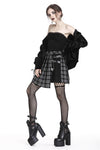 Punk pleated grid irregular hem skirt KW135BK - Gothlolibeauty