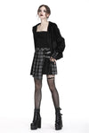 Punk pleated grid irregular hem skirt KW135BK - Gothlolibeauty