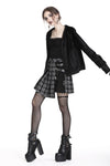 Punk pleated grid irregular hem skirt KW135BK - Gothlolibeauty