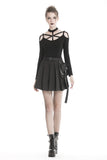 Black casual punk pleated short skirt with bag side KW152 - Gothlolibeauty