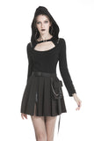 Black casual punk pleated short skirt with bag side KW152 - Gothlolibeauty