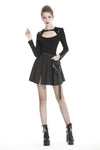 Black casual punk pleated short skirt with bag side KW152 - Gothlolibeauty