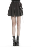 Black casual punk pleated short skirt with bag side KW152 - Gothlolibeauty