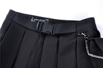 Black casual punk pleated short skirt with bag side KW152 - Gothlolibeauty