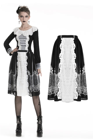 Gothic lolita Black and white skirt  KW153 - Gothlolibeauty