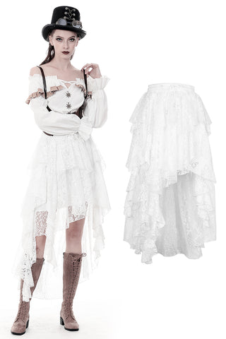 Punk Whiteite irregular lace cocktail skirt KW159 - Gothlolibeauty