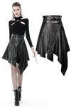 Punk PU leather zippered irregular midi skirt KW164 - Gothlolibeauty