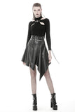 Punk PU leather zippered irregular midi skirt KW164 - Gothlolibeauty